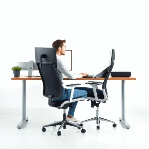 Preventing Tech Neck with a High Back Ergonomic Chair and Monitor Placement